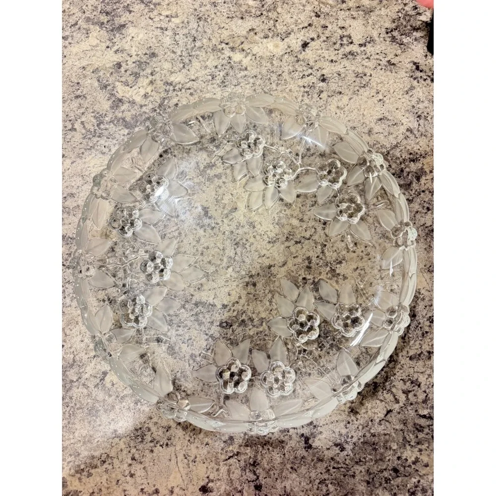 Mikasa Spring Crest Frosted Crystal Floral Round Serving Platter 12.5 Inch